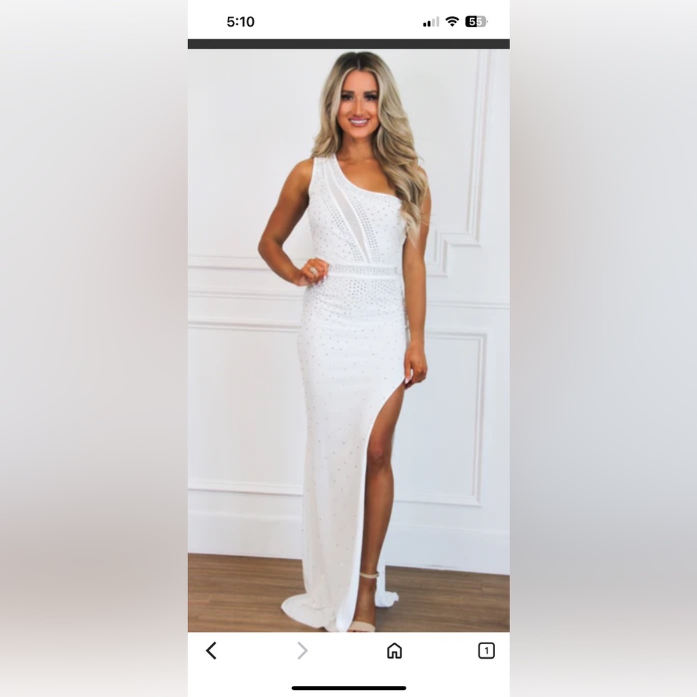 Symphony White One-Shoulder Dress with Slit